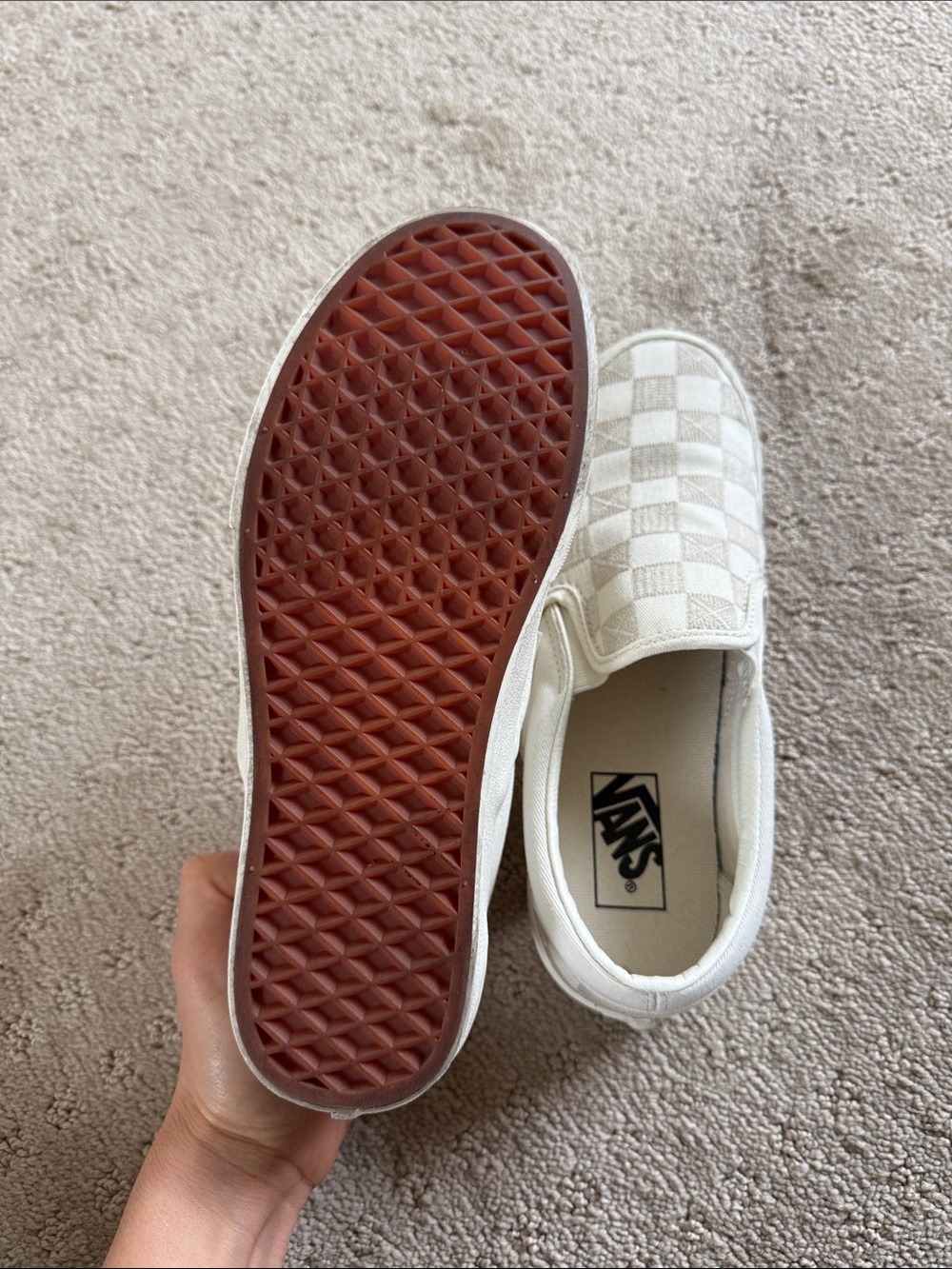 Vans Slip-On Checkerboard Sneakers - Cream/Off-White - Picture 2 of 2